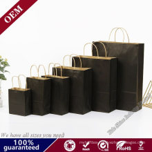 Recyclable Black Print Kraft Paper Bag Factory Price Custom Design Paper Bag Brown Kraft Bag for Food with Handle